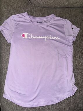 Kids' Champion Light Purple Logo Tee size M (7/8)